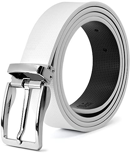 3ZHIYI Ceinture homme en cuir avec Broche boucle d'ardillon ceinture, Blanc, Taille 130 CM