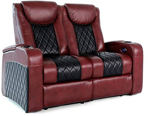 Zinea Kinosessel Emperor Two Tone - 2 Sitzer Loveseat - Premiumleder, elektrisch verstellbar, Becherhalter, Ambientebeleuchtung, Kinosofa, Kinositz - sofort lieferbar