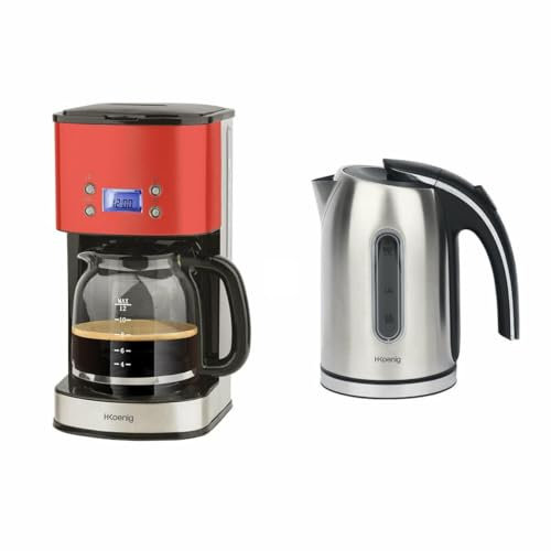 H.KOENIG BO17 + MG30 ROUGE BOUILLOIRE 1.7 ET CAFETIERE PROGRAMMABLES H.KOENIG