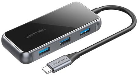 Adaptador 5 en 1 HUB Vention TFBHB USB-C a HDMI 4K @ 60Hz, 3 x USB 3.0, PD (Gris)