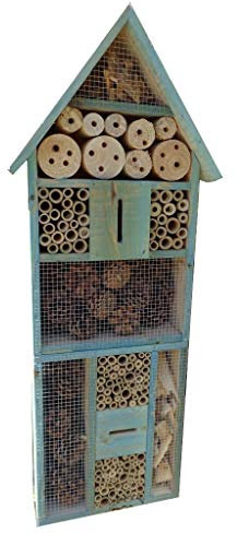 Ölbaum 1x Bienenhaus, insektenhotel, insektenhaus in ANTIK TÜRKIS Antik Look blau Gross 1x Bienenhotel,Insektenhaus + Bienenhaus Spitzdach HOCH, mit Bienentränke, insektenhotel, Farbwahl