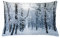 ABAKUHAUS Winter Kissenbezug, Schnee bedeckter Wald, Klöppelkissenhüllen mit Beidseitigen Druck Farbfest Waschbar und Reißverschluß, 65 x 40 cm, Blaugrau Weiß Schwarz