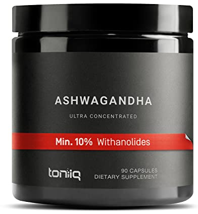 Toniiq Ashwagandha - Ultra High Potency 20:1 Extract with 10% Withanolides - Wild Harvested in India - Highly Concentrated - Third-Party Lab Tested - 90 Capsules