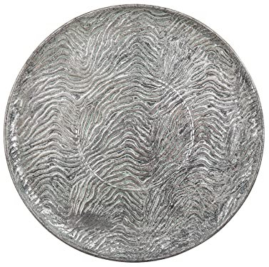 Beliani Rundes Deko-Tablett aus Metall in Silber ø 49 cm Glamour Look Kitnos
