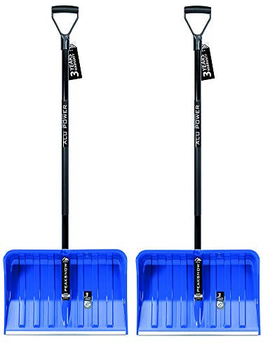2 x Pala de nieve con mango ergonómico – Pala de nieve para pequeñas y grandes cantidades de nieve – Hoja de plástico, ancho de la hoja: 55 cm, mango de aluminio
