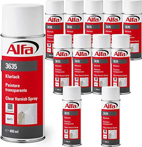 12x Sprühlack 400 ml für innen und außen transparent - Lackieren und Dekorieren, hohe Deckkraft Farbspray, Sprühdose, Made in Germany