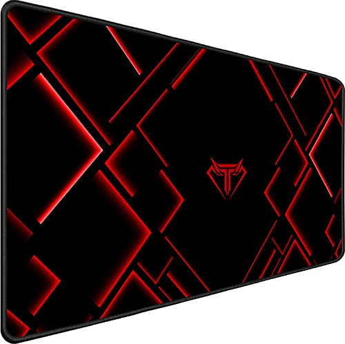 TEDNETGO Large Mouse Pad, Gaming Long Mouse Pad, Waterproof Extra Large Big Mousepad with Stitched Edge, XXL Non-Slip Computer Computer Keyboard Pad Mat for Gamer/Desktop/Office/Home, RED