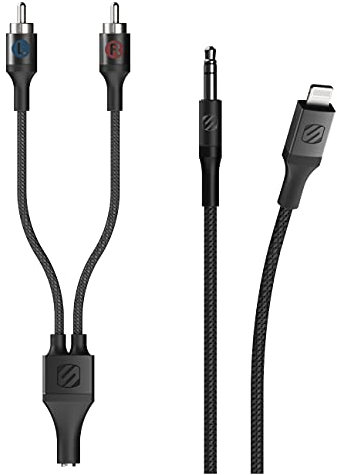 Scosche i3AUXB4RCAA-SP 3.5mm AUX to MFi Certified Lightning Braided Cable & RCA Audio Adapter Kit 4-ft. Space Gray