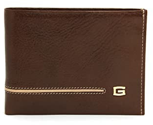Generisch GIUDI ® Geldbörse Herren Leder Mittel-Groß Echtleder Rindsleder Vintage Münzfach Querformat Geldbeutel Portemonnaie (Braun)