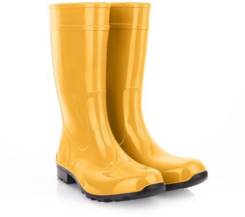 Lemigo Stivali di gomma da donna Impermeabili Stivali alti da pioggia Scarpe da giardino 967 Ilse (Giallo, Sistema Taglie Calzature EU, Adulto, Numero, Media, 38)