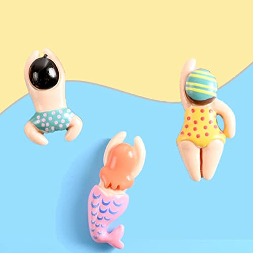 KARLOR Strandfigur, 3 Schwimmfiguren im Badeanzug, Bade-Urlauberin Meerjungfrau Bade-Urlauber, Maritime Dekofigur Aquarium-Strand-Mikrolandschaft Strand Puppenhaus Zubehör(aus Kunststoff)