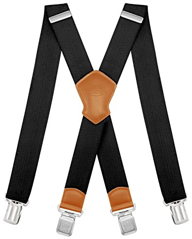 Dresime Hosenträger für Herren mit 4 starken Clips 4cm breit, X Form elastisch einstellbar Länge für Männer und Damen Overalls Jeans, Arbeitshosen, Jumpsuits, Motorradhosen, etc.
