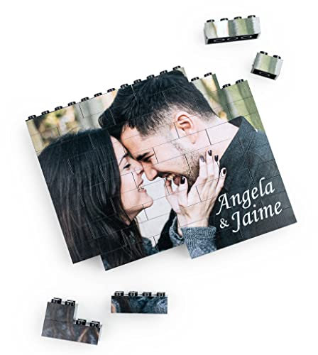 Wanapix | Puzzle Block Selbst Gestalten | Personalisiertes Block Puzzle mit Foto und Text| Kompatibel mit den Wichtigsten Marken | Personalisiertes Fotopuzzle | Originelles Puzzle | 49 Teile | SCHWARZ