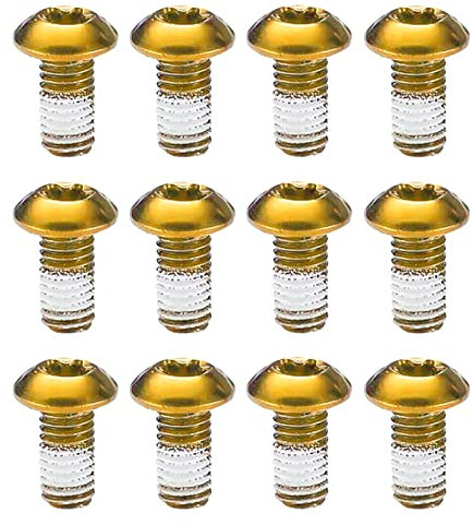 OneGas 12 Stück Edelstahl-Fahrradschrauben, M5 x 10 mm Scheibenbrems-Rotorschrauben, Fahrrad-Rotorschrauben, Fahrradscheibenbremse, Rotorschrauben, Muttern, Torx-T25-Kopf (Gold)