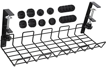 Veemoon Wire Storage Rack for Office Desktop Black Cable Management Basket Convenient Cord Organizer Desk Use Tidy Cable Holder