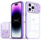 LIUKM Cover per iPhone 14 Pro Custodia, Scorrevole Protezione Fotocamera Ultra Sottile Leggero Hard PC Back Cover e TPU Bumper Protettiva Case [Antiurto Antiscivolo AntiGraffio] - Viola