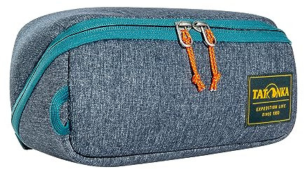Tatonka Kulturbeutel Square Zip Pouch M (2L) - Aufklappbare Waschtasche mit 2 Reißverschluss-Netztaschen PFC/PFAS-frei - 10 x 25 x 9 cm (Navy)