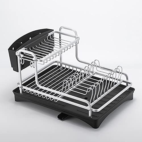 Abtropfgestell Geschirrständer Roségold Aluminiumlegierung Küche Geschirrabtropfgestell mit Kunststoff Basic Besteck Utensilien Zubehör Halter Organizer Aufbewahrung ALLES Geschirrabtropfgestell mit T