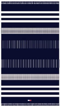 Tommy Hilfiger, Strandtuch oder Pool-Fouta mit Fransen aus reiner Jacquard-Baumwolle 90 x 170 cm Breton