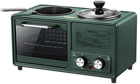 Électrique 3 en 1 Ménage Petit Déjeuner Machine Mini Pain Grille-Pain Four Omelette Poêle à Frire Marmite Chaudière Cuiseur Vapeur (Couleur : Vert, Taille : Taille Unique) (Vert Taille Unique)