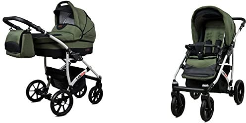 BabyLux Largo 2-in-1 Baby Kinderwagen Tief und Kinderwagen mit Zubehör Verstellbar und faltbar Aluminiumkonstruktion Wasserdicht Nicht abnehmbare Räder Pink Owl Silver Frame