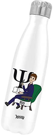 Borraccia Termica Bottiglia Termica Acciaio Inox 500ml Bottiglia Termica Made in Italy Ecologica Thermos 24 Ore Freddo & 12 h Caldo - Personalizzata con nome - Psicologo Uomo