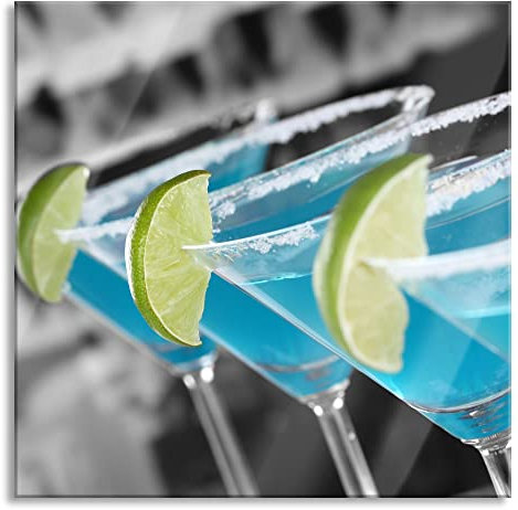 Pixxprint Glasbild, Wandbild auf Echtglas, schöne Swimming Pool Cocktails, 60x60 cm, inkl. Aufhängung und Abstandshalter