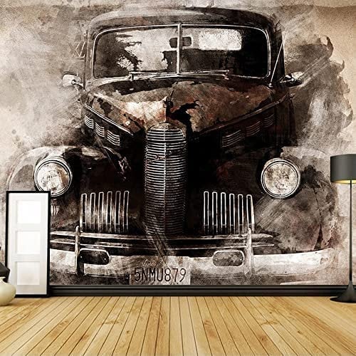 Fototapete - Wandkunst Tapete - Retro Nostalgischer Oldtimer - Abnehmbare, Selbstklebende Wandbilder, Kunst-Aufkleber, 3D-Wandaufkleber, 3D-Wandbild, Poster, Bild, Wan 140 (Breite) x 70 (Höhe) cm