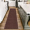 HomebyHome Kurzflor Teppich Läufer Flur 60 x 110 cm Braun - Waschbarer Teppich für Schlafzimmer, Wohnzimmer und Ideal als Küchenteppich - Flauschiger Teppich Extra Weich, Einfarbig, rutschfest, Klein