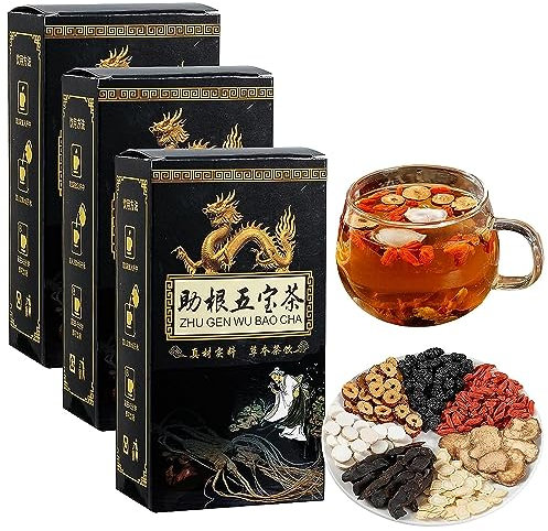 Té de Ginseng Five Treasures de té de riñón - Men's Essentials, cuidado del hígado y los riñones (3 cajas)
