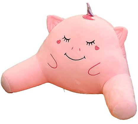 NLDGR Schöne Cartoon-förmige Kissen, Rückenstützkissen mit Waschbarem Bezug, Niedliches Lendenwirbelstützkissen auf Stuhl, Lesekissen, Stuhlrückenkissen für Schlafzimmer,(55x28cm/21.7x11.0in-Einhorn)