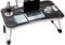KKTECH Folding Laptop Bed Table Lap Standing Desk Sofa Breakfast Table Bed Tray Laptop Lap Desk with Cup Holder Notebook Stand Steel Legs 60x40x28cm (Marble Black)