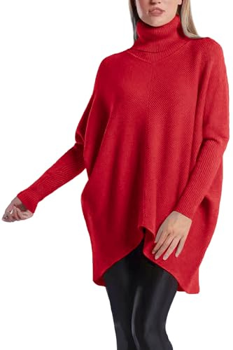 PEKIVESSA Oversized Langer Rollkragenpullover Damen länger