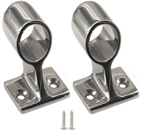 Staffa centrale per corrimano per barche da 2,2 cm, 60 gradi, in acciaio inox 316, per yacht e barche (2 pezzi con viti)