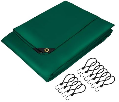 ECD Germany Telone Premium in Tessuto con Occhielli + 10 Ganci 4x8m 32m² 650g/m² Verde PVC Telo Impermeabile Antistrappo Multiuso Telone per Camion Giardino Legno Telo Protettivo Universale