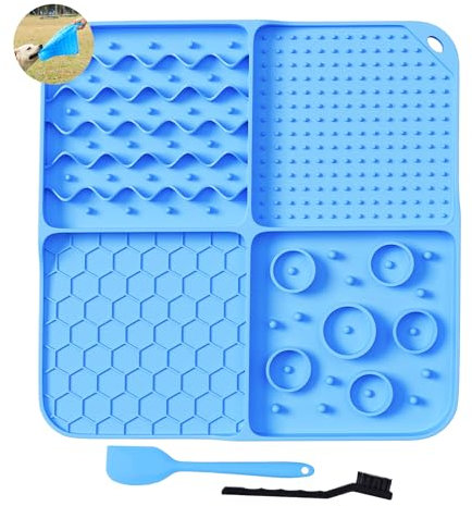 Extra Große 30x30cm Schleckmatte Hund Katze Kommt mit Starkem Saugnapf,Leckmatte Hund zur Angst-Reduktion Hundebaden Trainieren, Fellpflege