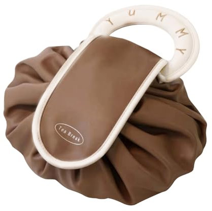 Lazy Make-up-Tasche mit Kordelzug,Make up Tasche mit Kordelzug,One-Step Organizer Makeup Tasche Kosmetikbeutel,tragbare magische Kosmetiktasche, wasserdicht,Reise-Kosmetiktasche (Braun)