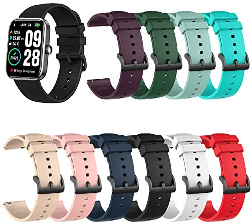 RuenTech Cinturino in silicone morbido da 22 mm, compatibile per Uaue T50S /per VKROBAG T50S /per Donerton T50S T50H per smartwatch T50S da 1,85, Silicone