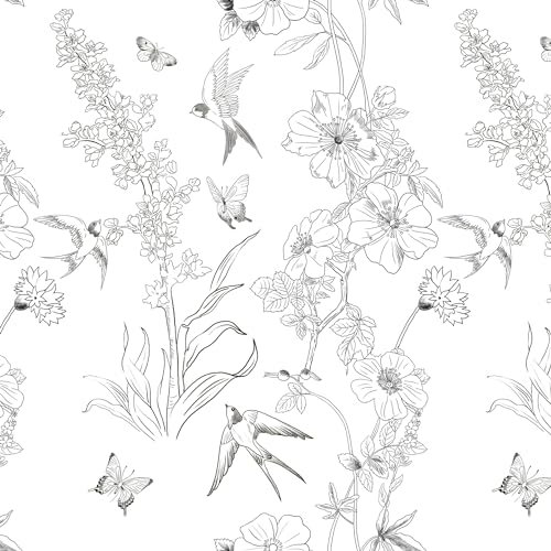 myforHD Tapete Selbstklebende Fototapete Wandpapier Blume Folie Dekorfolie Möbelfolie Klebefolie Pflanzen Laub Blumen Design Deko Panel Vintage Wanddeko Wandtapete Wohnzimmer Schlafzimmer