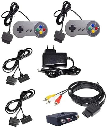 Zubehör Set Verlängerungskabel Netzteil Controller für Super Nintendo SNES Controller Verlängerung TV Kabel