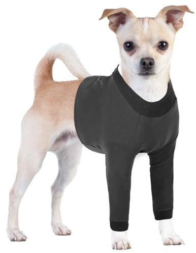 CITÉTOILE Hundebody Nach Op, Wundschutzanzüge für Hunde Mit Bein, Vornebeinschutz für Verletzung Hund, Anti-Wundlecken Op Body Hunde, E-Kragen Alternative, Grau, S
