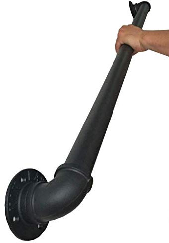 WLCNYL Handlauf-Set für Treppen, Industrie für Treppenstufen, Handlauf-Stützset für Innen- und Außentreppen, schwarzes Metall, Schmiedeeisen, 120 cm (4 Fuß)