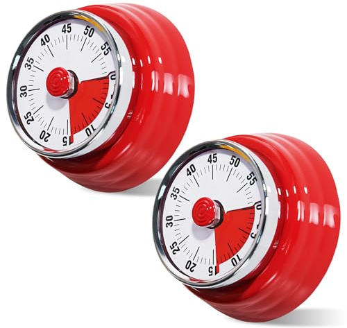 Visueller Timer, 2 Stück Küchentimer Mechanisch, Eieruhr Magnetisch, Mechanisch Kurzzeitwecker Mit Magnetfuß, Eieruhr Für Küche, Kochen, Studie (1-60 Minuten)
