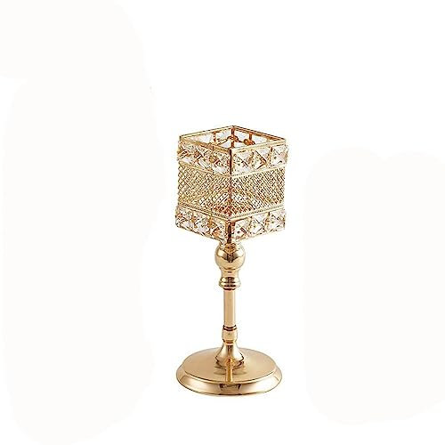 asdchZen Kandelaber Party Dekorationen Kristall Leuchter Shiny Square Kerzenhalter Für Home Decor,D,33cm