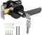 Coolty Manija de puerta con cerradura y llave, juego de manijas de puerta de entrada, manija de puerta exterior, cerradura frontal para dormitorio, baño, oficina, lugar de trabajo (negro)