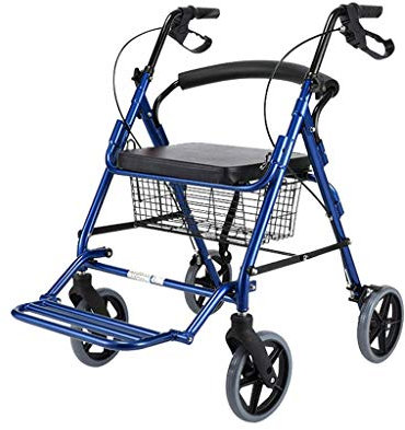 sjdoPulse Faltbarer Rollator Standard-Gehgestelle Transportrollator Walker Mit Sitz Und 4 Rädern - Leichter Faltbarer Rollator Für Senioren - Kompakte Mobilitäts-Gehhilfe Höhenverstellbar,Blau