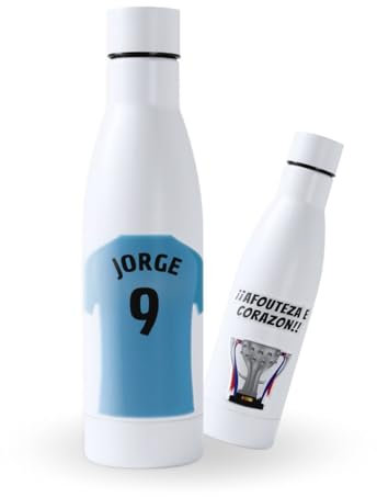 Botella de agua de Acero Inoxidable Personalizada equipo de Fútbol Barcelona. Botella termo personalizada deportiva 750 ml. Regalo Original para Aficionados del Futbol. (Celta)