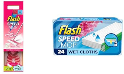 Flash Speedmop Floor Cleaner Pink Edition Value Pack (Mop + 100 Wet Cloths + 4 Dry Pads)