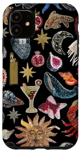 Sonne Mond Stern Mosaik Charm Collage Y2K Hülle für iPhone 11