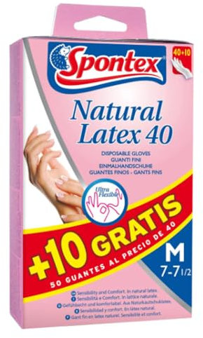 Guantes de látex y algodón, tamaño mediano, 7-7½, 40 + 10 unidades B1SM, paquete de 4 unidades.